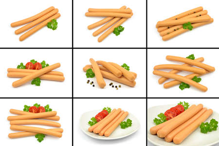 sausage on a white backgroundの写真素材