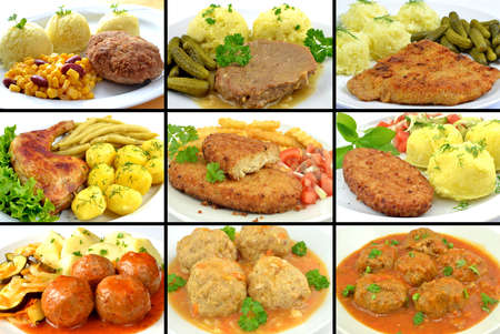 set of various dinner dishes