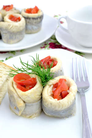 herring rolls with peppers