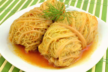 a dish of minced meat, rice and cabbageの写真素材