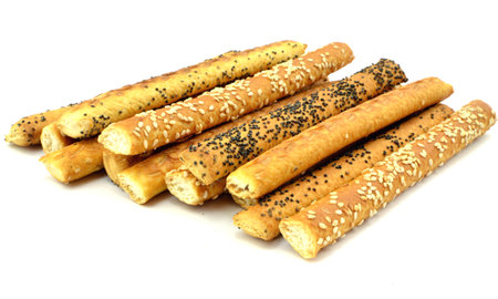 sticks with poppy seeds, salt and sesame