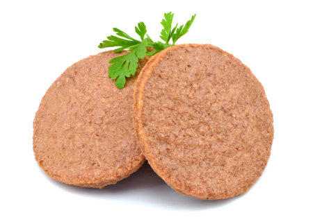 hamburger cutlets on white backgroundの写真素材