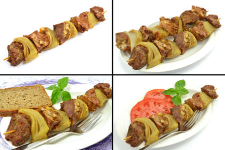 shashlik on a white backgroundの写真素材