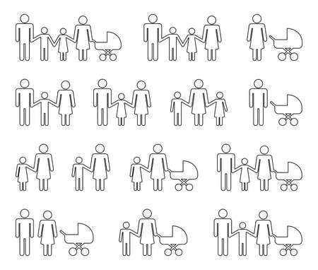 family icon set on white backgroundのイラスト素材