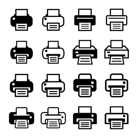 set of printers on a white backgroundのイラスト素材