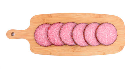 salami on a white background