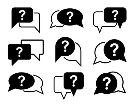 Question mark icons set. Speech bubbles with question marks. Vector illustrationのイラスト素材