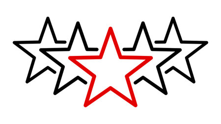 star icons. Red and black star on a white background. Vector illustration.