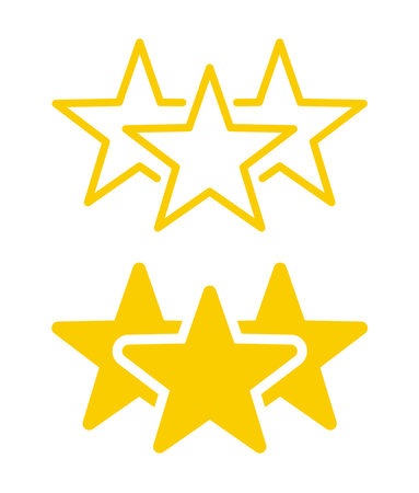 Star rating flat icon. Vector yellow stars on a white background.