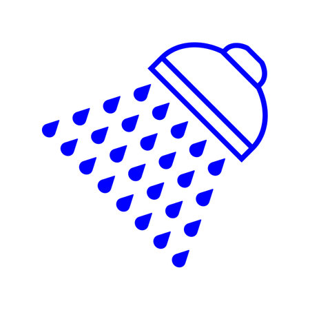 shower sign. Blue icon on white background. Isolated. Vector illustration.のイラスト素材