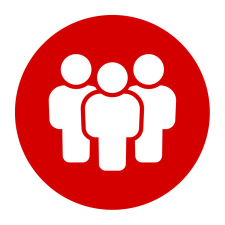 People sign illustration. White icon on red circle. Isolated.のイラスト素材