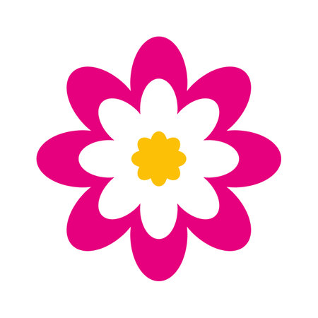 cute flower decorative icon vector illustration design graphic flat style pink and whiteのイラスト素材