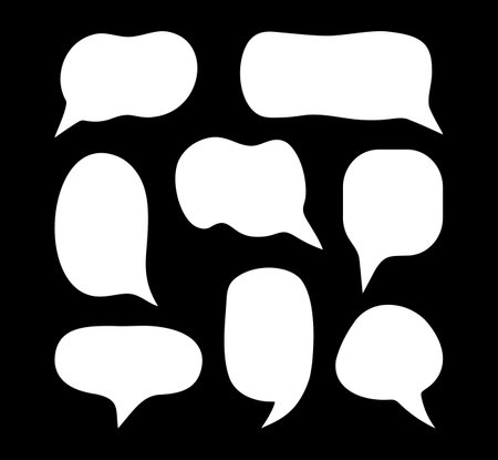 Set of white speech bubbles. Vector illustration isolated on black background.のイラスト素材