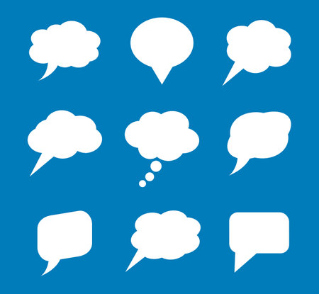 Set of speech bubbles isolated on a blue background. Vector illustration.のイラスト素材