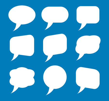 Set of speech bubbles isolated on a blue background. Vector illustration.のイラスト素材