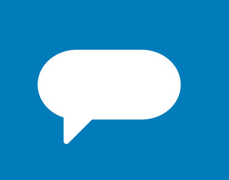 Speech bubble icon, vector illustration. White on blue background.のイラスト素材