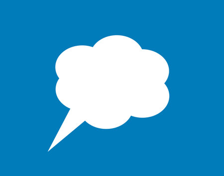 Speech bubble icon white on a blue background. Vector illustration.のイラスト素材