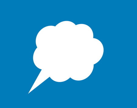 Speech bubble icon. White on blue background. Vector illustration.のイラスト素材