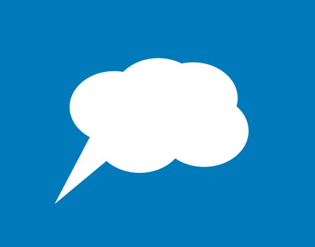 Speech bubble icon isolated on blue background. Vector Illustration.のイラスト素材