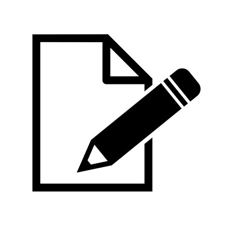 Pencil and paper icon. Vector illustration. Flat design style.のイラスト素材
