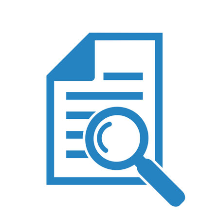 Document with magnifying glass icon. Blue design. Vector illustration.のイラスト素材