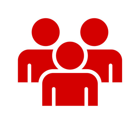 Teamwork Flat Icon. Vector Pictogram. Red Pictogram Isolated on White Backgroundのイラスト素材