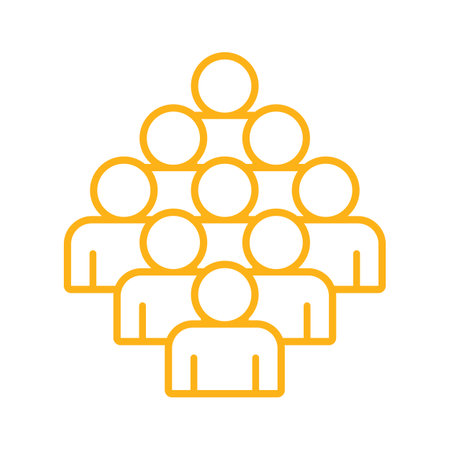 people group teamwork social media vector illustration orange and yellow line image.のイラスト素材