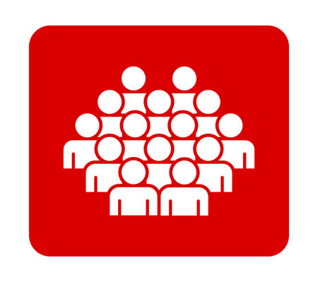 People icon on red flat button, isolated. Vector Illustration.のイラスト素材