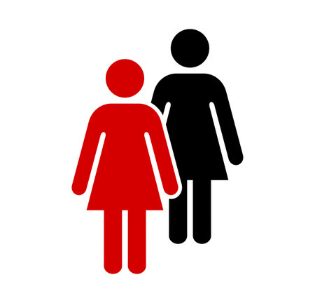 Man and woman sign. Vector. Red icon on white background.のイラスト素材
