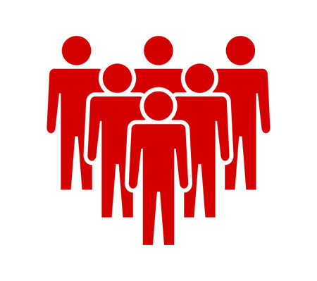 People icon. Group of people. Red symbol on white background. Flat style.のイラスト素材