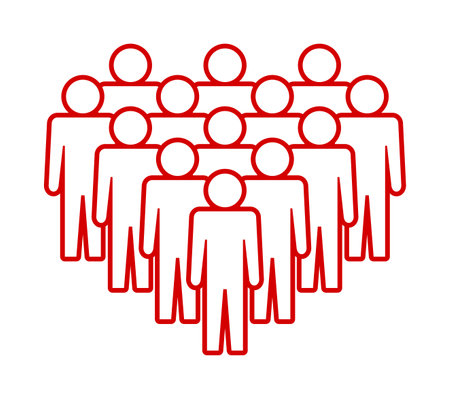 people silhouettes avatars teamwork vector illustration red dotted line image.のイラスト素材