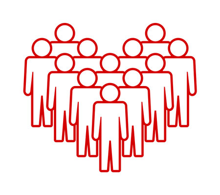 people silhouettes avatars teamwork vector illustration red line image icon.のイラスト素材