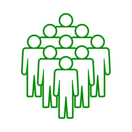 people silhouettes avatars teamwork vector illustration green line image icon.のイラスト素材