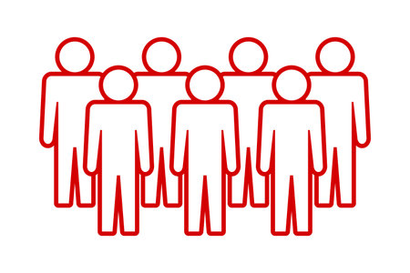People icon. Group of people. Vector illustration. Red line.のイラスト素材