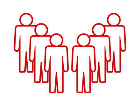 people avatars silhouettes isolated icon vector illustration design red lineのイラスト素材