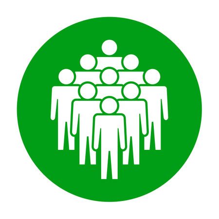 People icon in green circle on the white background. Vector illustration.のイラスト素材