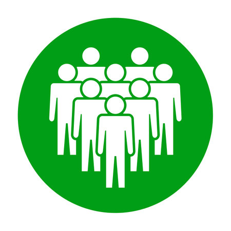 Teamwork icon. Vector illustration. White icon on the green circle.のイラスト素材