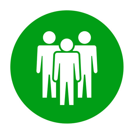 People sign illustration. Vector. White icon on the green circle.