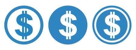 Dollar icons set. Vector illustration. Blue and white colors.のイラスト素材