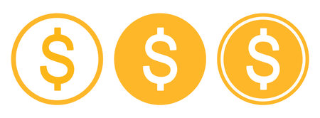 Dollar sign icon set, vector illustration. Flat design style.のイラスト素材