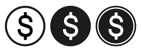 Dollar icons set. Black and white dollar icons. Vector illustration.のイラスト素材