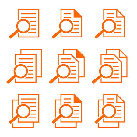 Document icons set. Orange icons on white background. Vector illustration.のイラスト素材