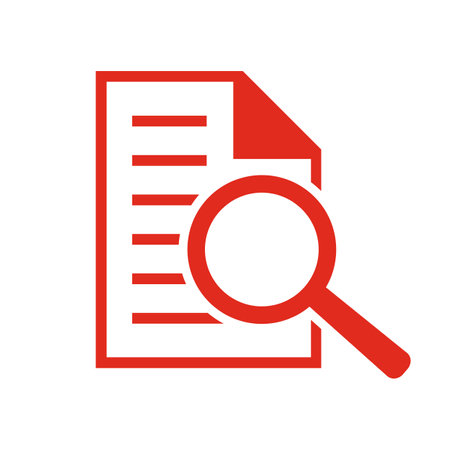 document with magnifying glass isolated icon vector illustration design red colorのイラスト素材