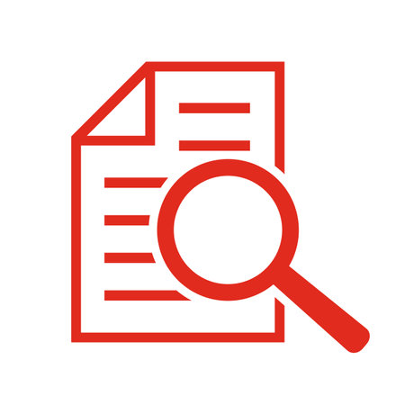 Document with magnifying glass. Icon of kintroli and document search.のイラスト素材