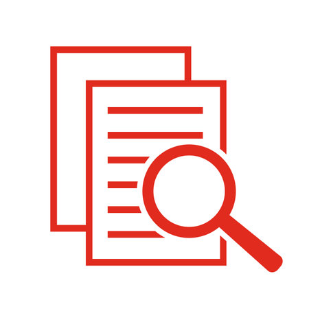 Document with magnifying glass. Icon of kintroli and document search.のイラスト素材