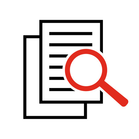 document with magnifying glass isolated icon vector illustration design black and redのイラスト素材