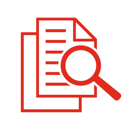 document with magnifying glass isolated icon vector illustration design red colorのイラスト素材