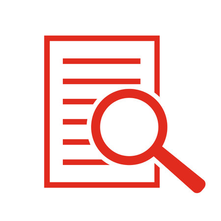 Document with magnifying glass. Icon of kintroli and document search.のイラスト素材