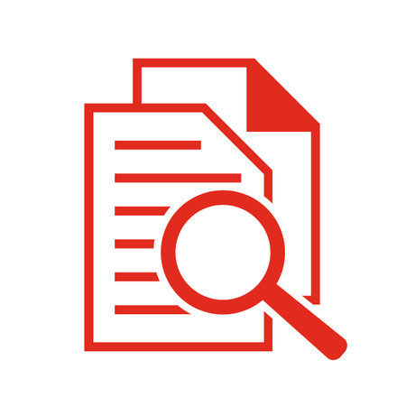 document with magnifying glass isolated icon vector illustration design red colorのイラスト素材