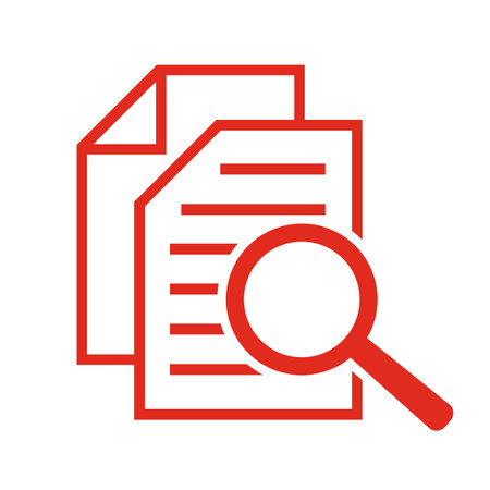 document with magnifying glass isolated icon vector illustration design red lineのイラスト素材